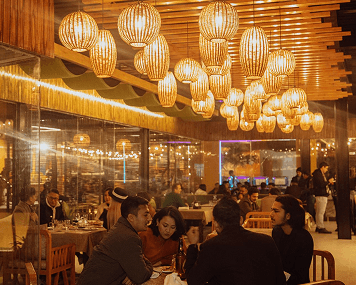 Cozy indoor seating with a warm and inviting atmosphere